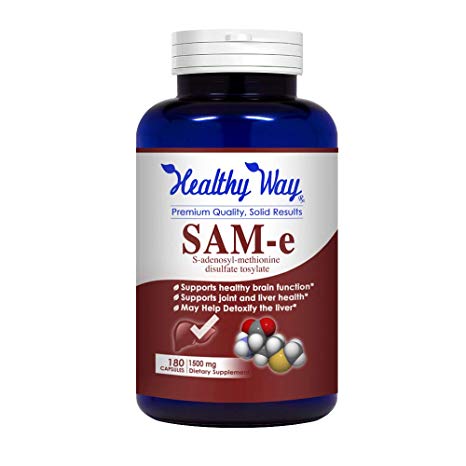 Healthy Way Best SAM-e 1500mg 180 Capsules (S-Adenosyl Methionine) to Support Mood, Joint Health, and Brain Function - NON-GMO USA Made 100% Money Back Guarantee
