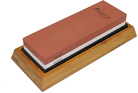 Whetstone - Two-sided Sharpening Stone - 1000/6000 Grit, Sharpen & Hone All-in-one - Includes Non-slip Bamboo Base – Professionally Crafted By Sagana Kitchenware - Sharpen Like a Pro!