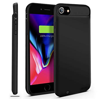 iPhone 7/8 Battery Case, Gright 3000mAh [Can Support Lightning to Lightning Earphone/Microphone] Ultra Slim Portable Charger iPhone 7 (4.7 inch) Charging Case (Black 4.7 inch)