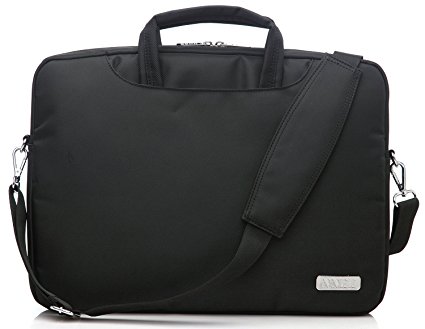 NNEE® 15 15.6 Inch Water Resistance Suit Fabric Laptop / MacBook Multi-functional Briefcase Messenger Bag Computer Travel Carrying Case with Handles & Adjustable Shoulder Strap - Black