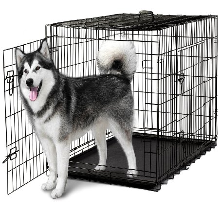 OxGord Double-Door Easy Folding Metal Pet Crate for Dogs, Cats, Rabbits - Various Sizes
