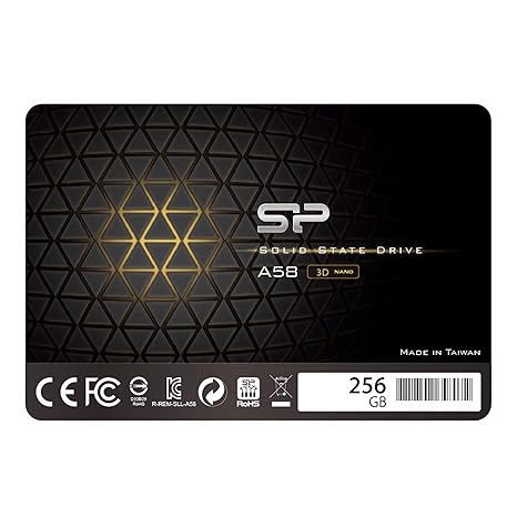 Silicon Power Ace A58 256GB 2.5 Inch SATA III SSD, 3D NAND with SLC Cache, Up to 500MB/s, Internal Solid State Drive for Desktop Laptop Computer