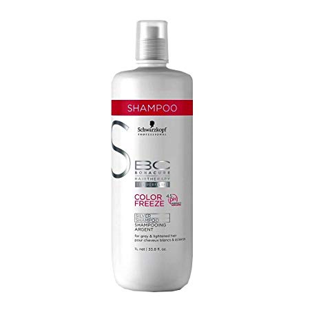 Schwarzkopf Professional Bc Bonacure Color Freeze Ph 4.5 Silver Shampoo for Grey and Lightened Hair, 33.8 Ounce