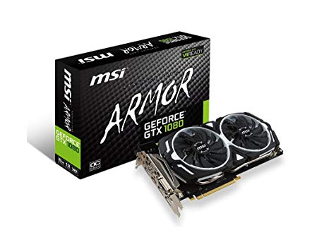 MSI GeForce GTX 1080 ARMOR 8G OC Video Card 8GB GDDR5X 256B PCI Express SATA HDMI/DL-DVI-D/3xDisplayPorts Retail