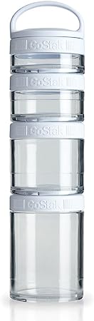 BlenderBottle GoStak Twist n' Lock Storage Jars, 4-Piece Starter Pak, White