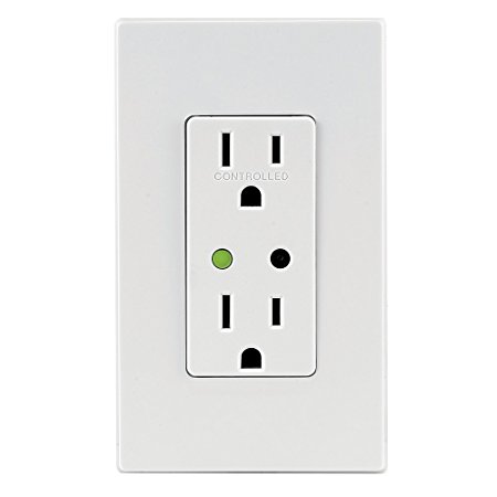 Leviton DZR15-1RZ Decora Z-Wave Controls 15-Amp Tamper Resistant Split Duplex Receptacle, White/Light Almond, Works with Amazon Alexa