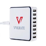 Volmate 60W 8-Port Family-Size Desktop Rapid Charger Intelligent USB Charger with Auto Detect Technology for iPhone iPad Samsung S6  S6 Edge Nexus HTC M9 Nokia Motorola and More