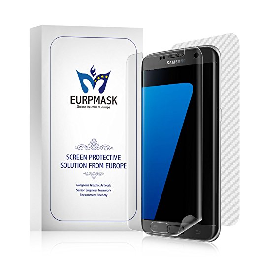Samsung S7 Edge Screen Protector, [3 Pack 100% Full Coverage] EURPMASK Ultra Clear Full Coverage TPU Screen Protector [Bubble Free] [Resistant Scratches][High Sensitivity Respond] [With A Free Full Cover Carbon Fiber Back Protector]