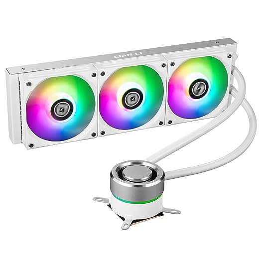 LIAN LI GALAHAD AIO Cooler 360mm Radiator Liquid CPU Cooler RGB All-In-One Water Cooling System, Triple Chamber Pump, LGA1700 Bracket, AMD AM5/AM4 Intel LGA1200/115X/2011/2066 Compatible (360mm White)