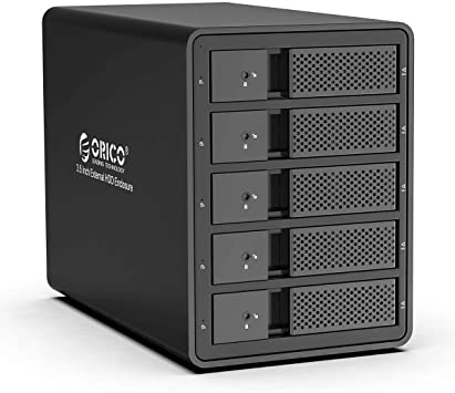 ORICO 5 Bay USB 3.0 to SATA External Hard Drive Enclosure for 3.5 inch HDD Support 80TB (5 x 16TB) Aluminum Alloy RAID Enclosure Support RAID Mode Storage