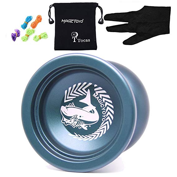 Authentic Magicyoyo N12 Shark Honor Unresponsive Yoyo with Bag  5 Strings   Glove, Aluminum, Toy Gift for Child, Deep Blue