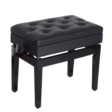 Homcom 25 Leather Black Adjustable Storage Piano Bench Home Furniture