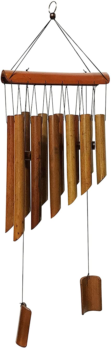 MAYMII Large 65cm (25") 12 Tubes Double Antique Nature Bamboo Feng Shui Wind Chime Indoor Outdoor Wooden Melody Wind Bell