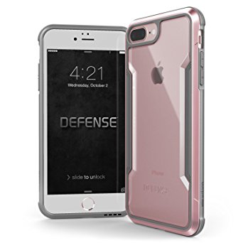 iPhone 8 Plus & iPhone 7 Plus Case, X-Doria Defense Shield Series - Military Grade Drop Tested, Anodized Aluminum, TPU, and Polycarbonate Protective Case for Apple iPhone 8 Plus & 7 Plus, [Rose Gold]