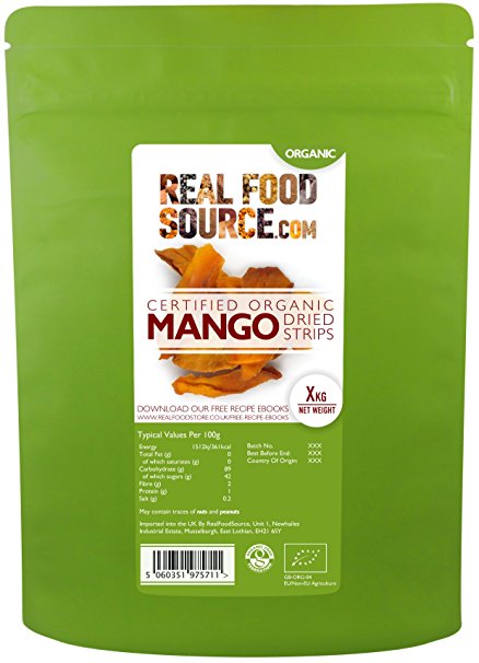 RealFoodSource Certified Organic Mango Strips (1kg)