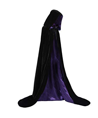 Ustay Hooded Reversible Cloak, Velvet Renaissance Medieval Cloak Lined with Satin