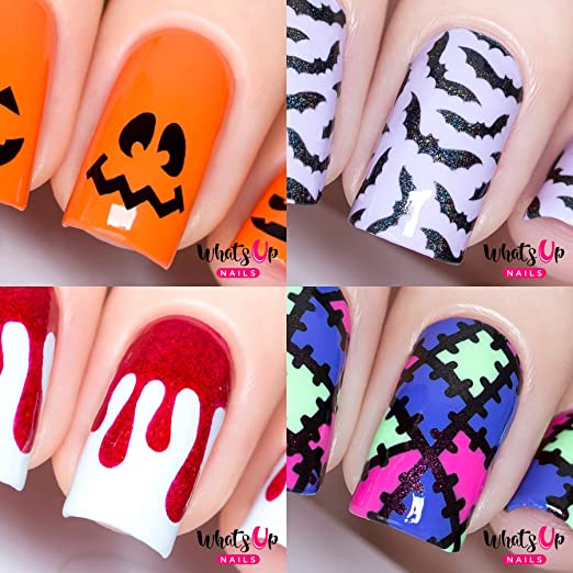 Halloween 4 pack (Bats, Pumpkin Faces, Monster Blanket, Dripping) for Nail Art Design