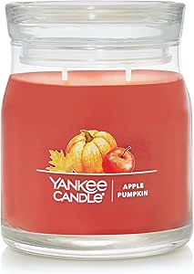 Yankee Candle Apple Pumpkin Scented, Signature 13oz Medium Jar 2-Wick Candle, Over 35 Hours of Burn Time