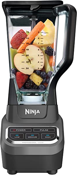 Ninja Professional 72 Oz Countertop Blender with 1000-Watt Base and Total Crushing Technology for Smoothies, Ice and Frozen Fruit (BL610), Black