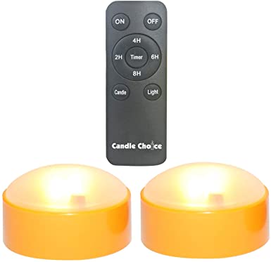 Candle Choice 2 Pack Halloween LED Pumpkin Lights with Remote Timers Bright Flickering Battery Operated Jack-O-Lantern Flameless Electric Candles for Halloween Decor Holiday Decorations Orange Color