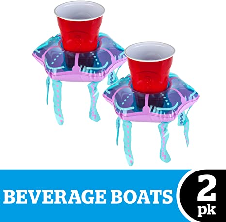 BigMouth Inc. Beverage Boats, Cupholder Floats for Pool Parties (Jellyfish)