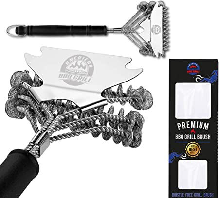 American BBQ Grill Cleaning Brush - Premium Barbecue Cleaner and Scraper Accessories - Best and Safe Grate Kit - Suitable For All Grilling Tools Including Gas, Charcoal and Weber - 10 Year Warranty