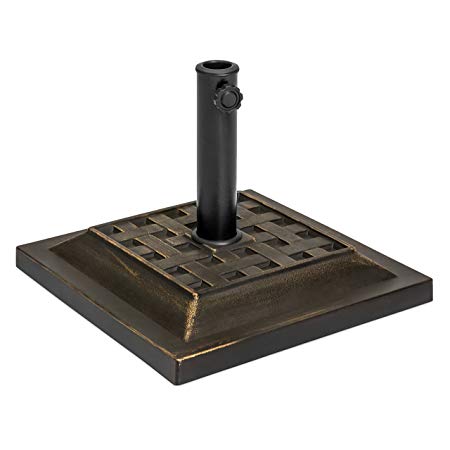 Best Choice Products Outdoor Patio Heavy Duty Steel Square Umbrella Base Stand w/Decorative Basketweave Pattern - Black