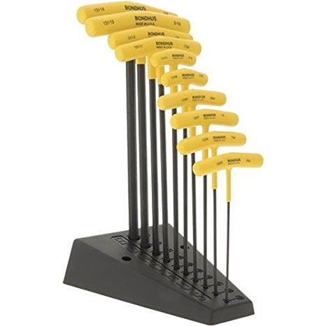 Bondhus 13190 Set of 10 Balldriver and Hex T-handles with Stand, sizes 3/32-3/8-Inch