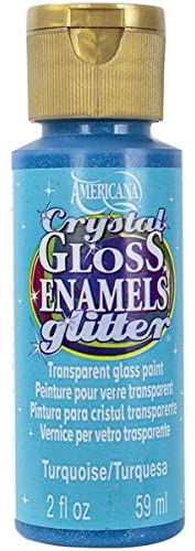 DecoArt Americana Crystal Gloss Enamel Glitter Paint, 2-Ounce, Turquoise