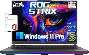 ASUS ROG Strix G18 2024 - Windows 11 Pro, 18" QHD 240Hz Display, Intel 24-Core i9-14900HX, NVIDIA RTX 4080, 32GB DDR5, 2TB SSD, Backlit Keyboard, with Office Lifetime License, Newest Gaming Laptop