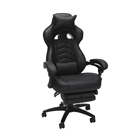 RESPAWN 110 Racing Style Gaming Chair, Reclining Ergonomic Leather Chair with Footrest, in Black