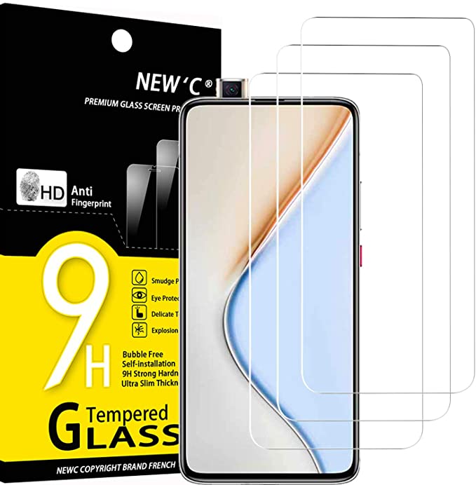 NEW'C 3 Unidades, Protector de Pantalla para Xiaomi Redmi K30 Pro, Xiaomi Poco F2 Pro, Antiarañazos, Antihuellas, Sin Burbujas, Dureza 9H, 0.33 mm Ultra Transparente, Vidrio Templado Ultra Resistente