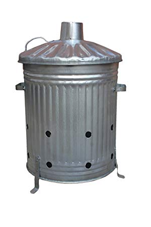 Small / Medium / Large Garden Fire Bin Incinerator Galvanised Ideal for burning Wood / Leaves / Paper (60 Litre)