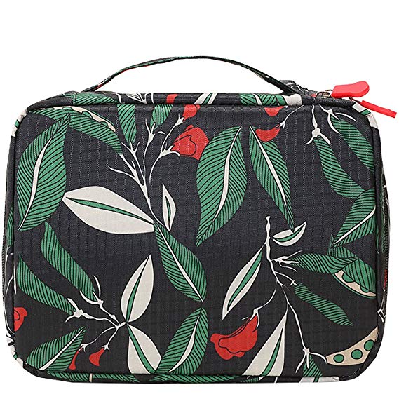 HiDay Travel Cosmetic Bag Toiletry Organizer Floral Makeup Pouch-Perfect for Your Cheerful Travel