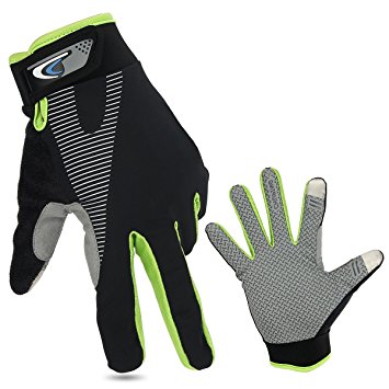 SiFree Full Finger Bike Gloves Wind stopper Light Silicone Gel for Road Cycling, Mountain Biking, Racing, MTB & BMX Men and Women Mitt(Dark Green)