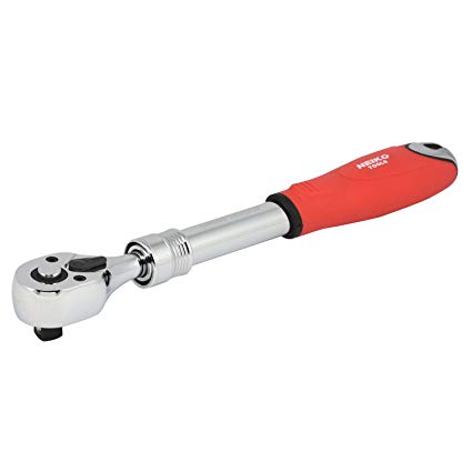 Neiko 03067A 3/8" Drive Extendable Ratchet Handle, Cr-Va Steel | Reversible | Soft-Grip | Telescoping (8-1/2" - 12-3/8")