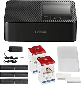 Canon SELPHY CP1500 Compact Photo Printer | Black with 2 x KP-108IN Color Ink and Paper Set (3 Items)