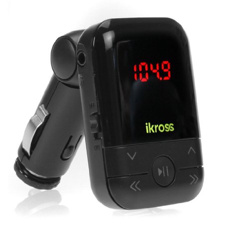 iKross 35mm Car Radio FM Transmitter with USB  SD  MMC USB SD Card Slot for Samsung Galaxy S6  S6 Edge  S5 Motorola Moto G  Moto E LG G4  G3 HTC One M9  M8 Apple iPhone Android Smartphone MP5  MP4 MP3 Player Tablets and More- Black IKFM14