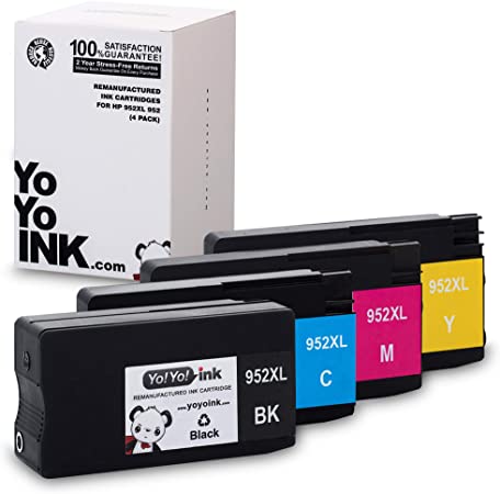 YoYoInk 4 Pack Remanufactured for HP Ink 952XL Color Combo Pack - HP 952 Ink High Yield Replacement for HP Officejet Pro 8710 8720 7740 Ink - 1 Black 1 Cyan 1 Magenta 1 Yellow - HP 952 Color Ink