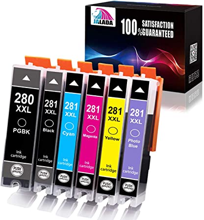 Jalada Compatible Ink Cartridge Replacement for Canon PGI-280XXL CLI-281XXL PGI 280 XXL CLI 281 XXL to use with PIXMA TS9120 TS8120 TS8220 (PGBK, Black, Photo Blue, Cyan, Magenta, Yellow) 6 Pack