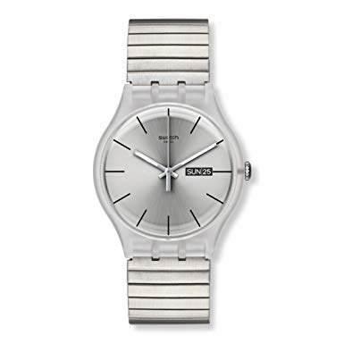 Swatch Originals Resolution Silver Dial Stainless Steel Unisex Watch SUOK700A