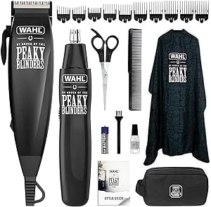 Wahl and Peaky Blinders Clipper and Personal Trimmer Gift Set, Corded Hair Clippers for Men, Head Shaver, Nose Trimmer, Hair Removal, Men’s Grooming Kit