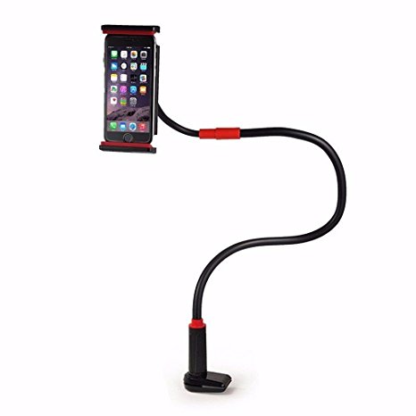 EasyAcc Premium Gooseneck Lazy Mount/ Cellphone Mount, 360? Rotating, Lengthened 100 cm, Bolt Clamp with Bracket for iPhone 6 /6s Galaxy S5/S4 (Black & Red)