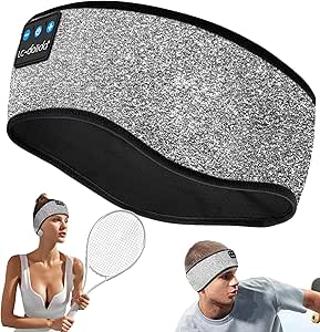 LC-dolida Bluetooth Headband 5.4, Sports Headband Headphones with Thin HD Speakers, Sleep Headphones Mask Soft Long Time Play Sports Headsets for Side Sleepers, Workout, Yoga, Travel