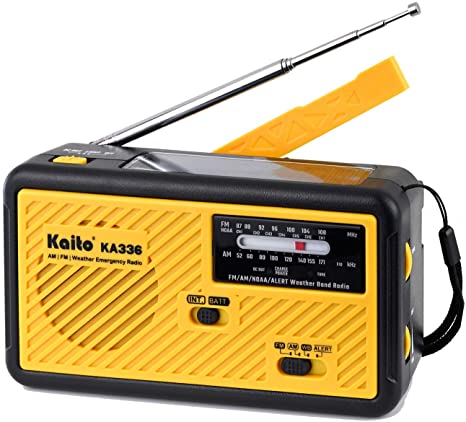 Kaito Voyager ECO Emergency Radio KA336 AM/FM NOAA Weather Alert 5-Way Powered Solar Crank Radio Receiver with LED Flashlight and USB Mobile Phone Charger