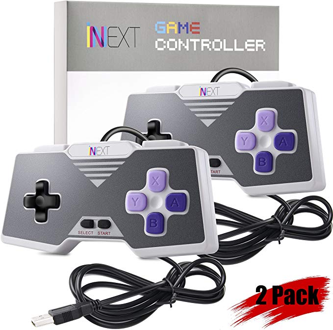 [Newest Version] iNNEXT SNES Retro USB Super Controller Gamepad Joystick, USB PC Controller Joypad Gamestick, Raspberry Pi Controller for Windows PC/MAC/Raspberry Pi (Pack of 2)