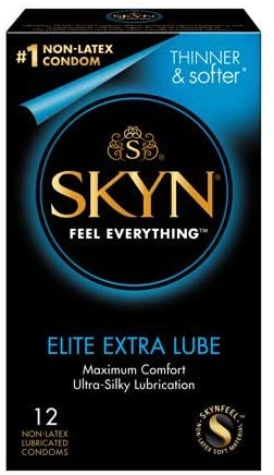 Lifestyles SKYN Extra Lubricated with Brass Lunamax Pocket Case, Non-Latex Polyisoprene Condoms-12 Count