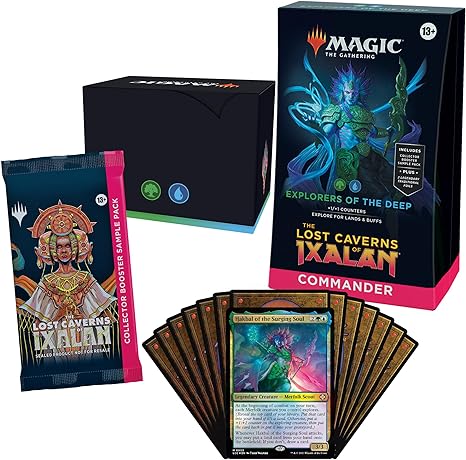 Magic: The Gathering The Lost Caverns of Ixalan Commander Deck - Explorers of The Deep (100-Card Deck, 2-Card Collector Booster Sample Pack   Accessories)