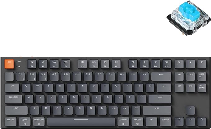 Keychron K1 Wireless Mechanical Keyboard, Tenkeyless Layout Ultra-Slim Bluetooth/Wired RGB Backlit 87 Keys with Gateron Low-Profile Blue Switch Compatible with Mac Windows - Version 5