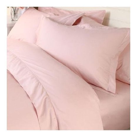 Solid Blush 300 Thread Count Full/Queen Size 3PC Duvet Cover Set 100 % Egyptian Cotton with button enclosure ...